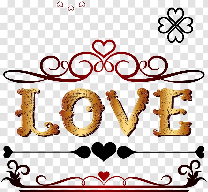 Heart - Area - Gold LOVE Transparent PNG
