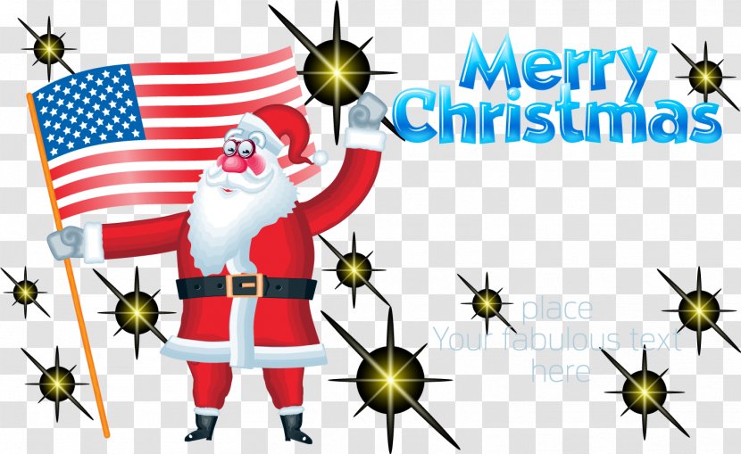 Flag Of The United States Clip Art - Event - Santa Claus Holding American Transparent PNG