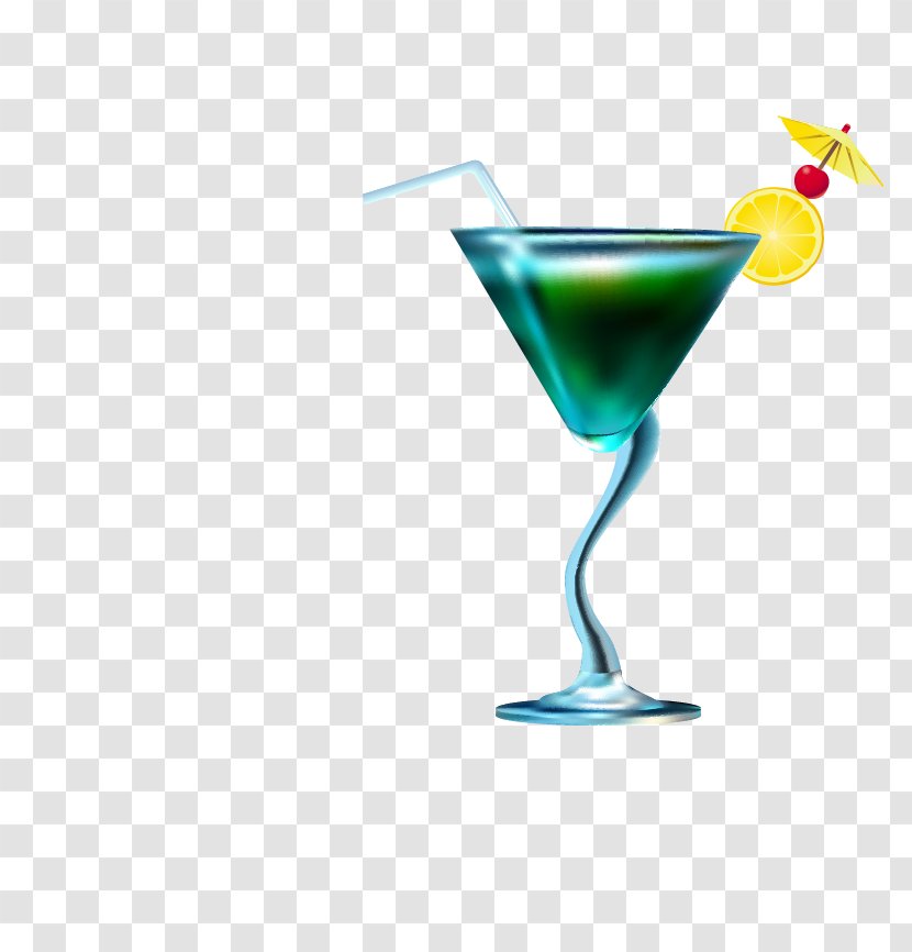 Blue Hawaii Cocktail Garnish Martini Cosmopolitan - Alcoholic Drink - Vector Painted Transparent PNG