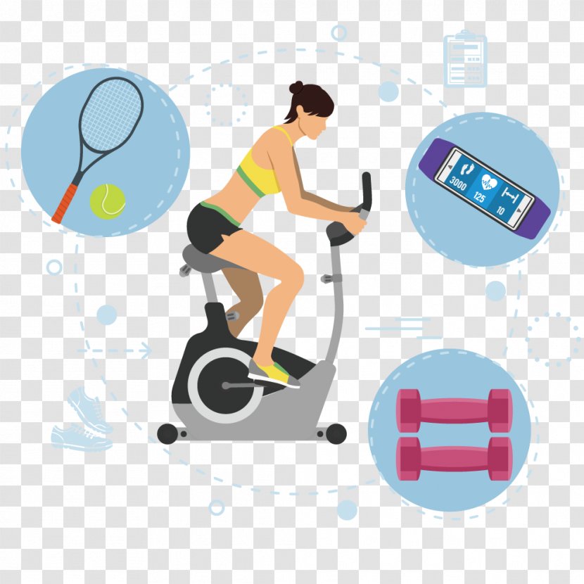 Stationary Bicycle Cycling Flat Design - Women's Fitness Transparent PNG
