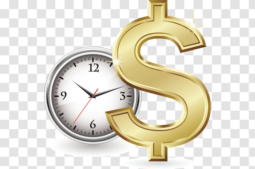 Alarm Clock Hourglass United States Dollar - Time And Money Transparent PNG