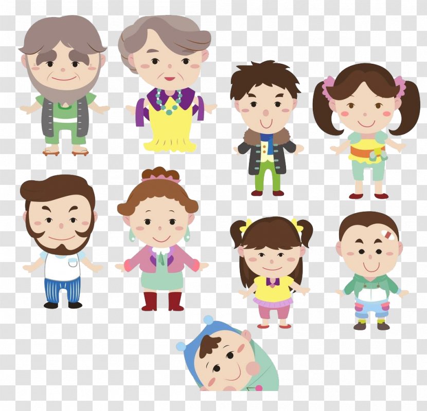 Cartoon Download - Happiness - Honor Their Parents Elders Transparent PNG