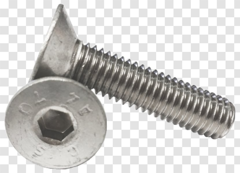 Screw Fastener Countersink Bolt Stainless Steel - Hex Key Transparent PNG