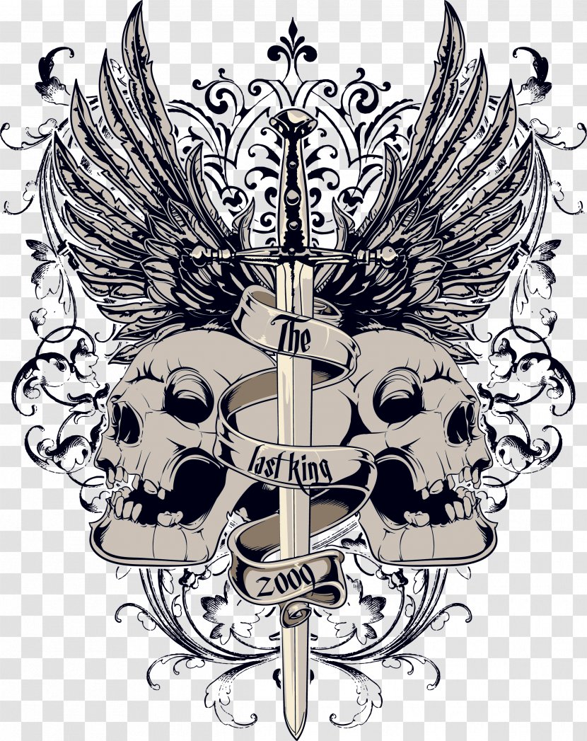 T-shirt - Art - Sword And Skull Transparent PNG