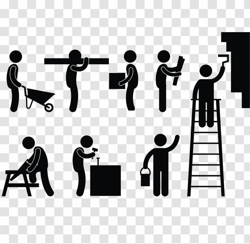 Architectural Engineering Icon - Recruiter - Workers Silhouettes Transparent PNG