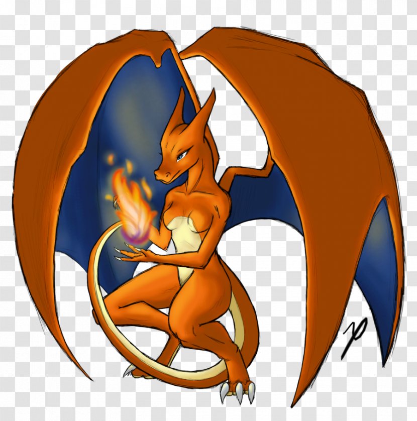 Charizard Dragon Pokémon Female Illustration - Flower Transparent PNG