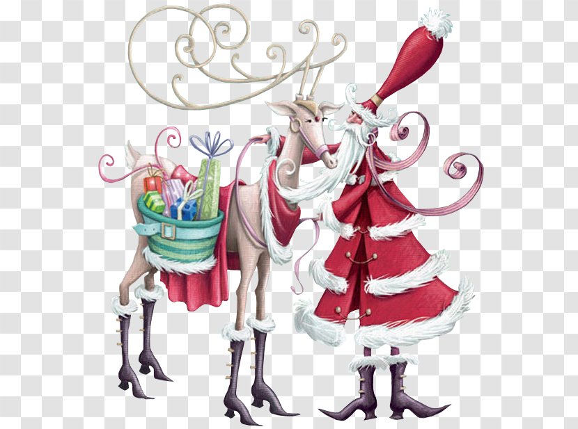 Christmas Ornament Reindeer Santa Claus Rudolph - Fictional Character Transparent PNG