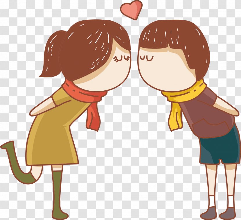 Kiss Cartoon Couple Clip Art - Frame - Kissing Transparent PNG