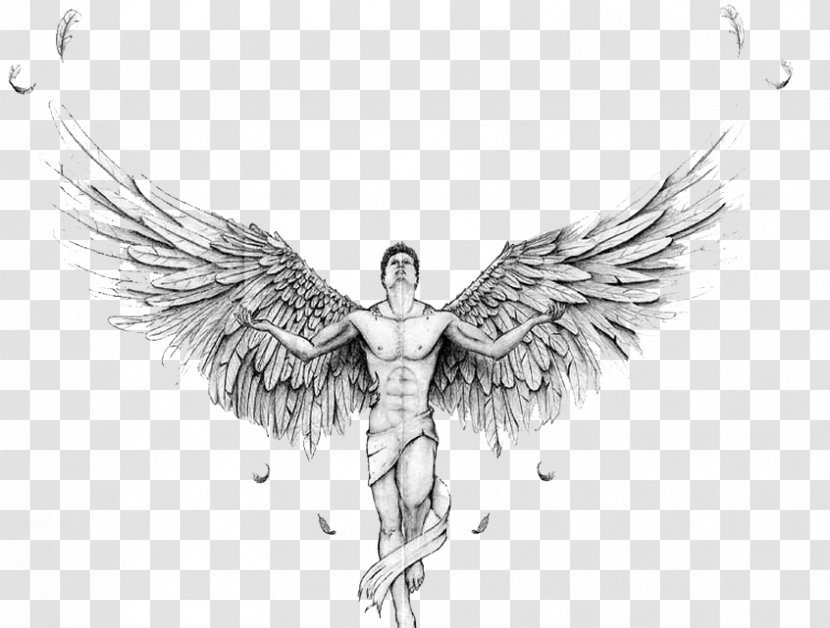 Black And White Text Drawing Tatuaje Illustration - Muscle - Angel Tattoos Transparent Transparent PNG