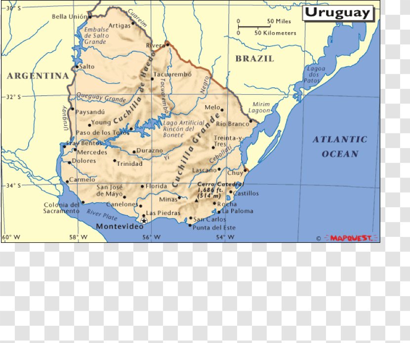 Uruguay Argentina Physische Karte Map Geography - South America Transparent PNG