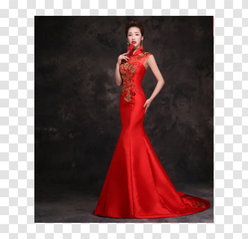 Wedding Dress Formal Wear Gown Cheongsam - Clothing - Red Lace Transparent PNG