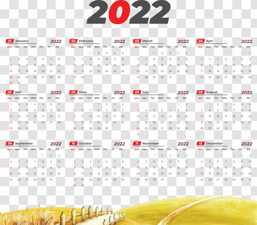 2022 Yeary Calendar 2022 Calendar Transparent PNG