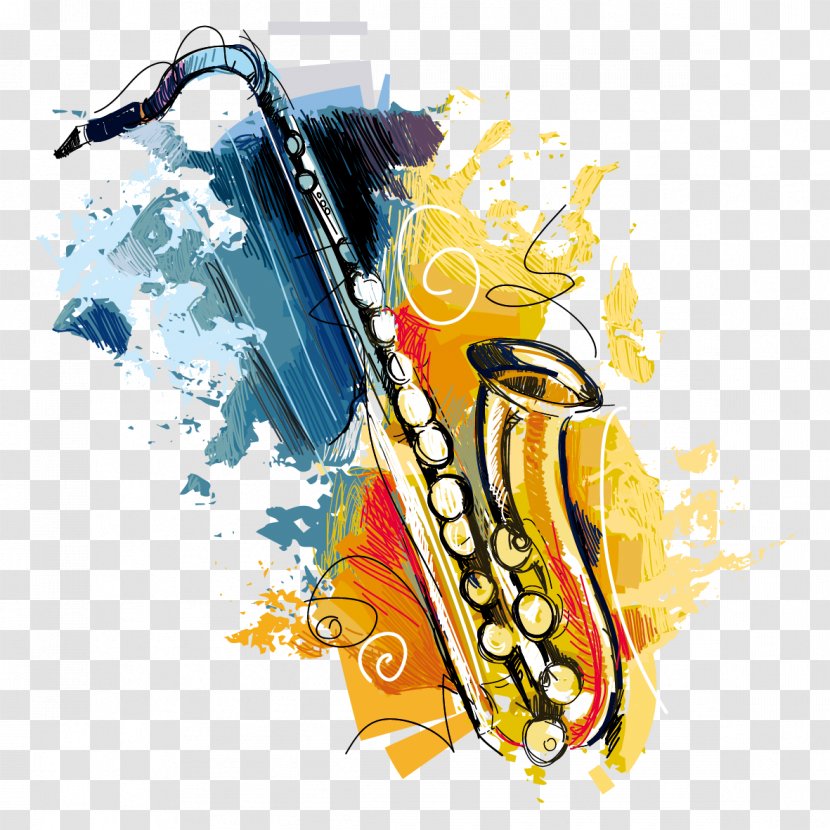 Brunch Free Jazz Saxophone - Silhouette - Watercolor Transparent PNG