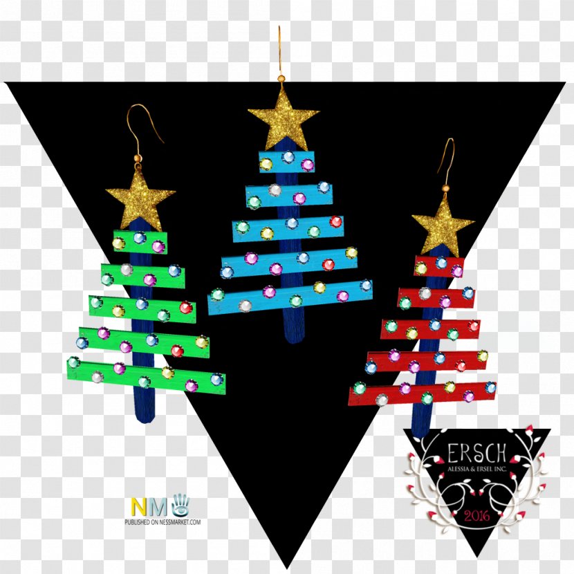 Christmas Tree Day Gift Ornament Earring - Preschool Bible Crafts Transparent PNG