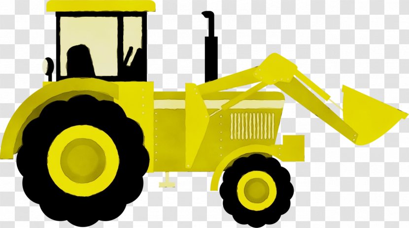 Tractor Motor Vehicle Mode Of Transport Yellow - Watercolor - Construction Equipment Toy Transparent PNG