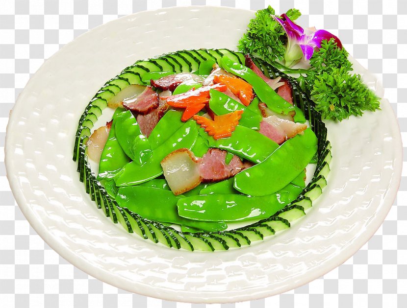 Snow Pea Chinese Sausage Cantonese Cuisine Recipe Stir Frying - Leaf Vegetable - Fried Peas Transparent PNG