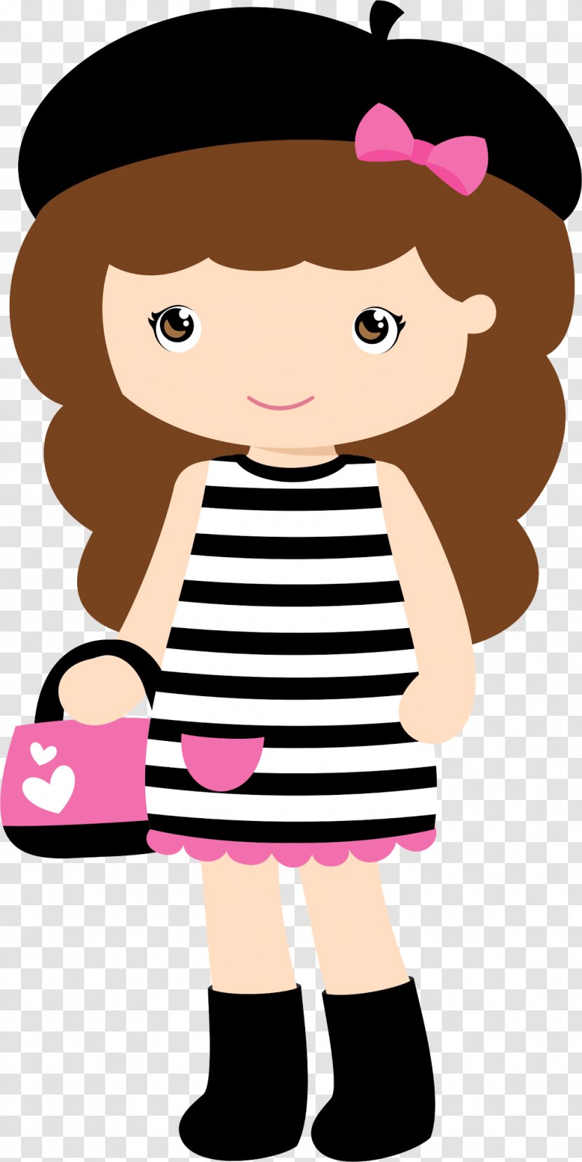 Cartoon Clip Art Pink Brown Hair Child - Toddler Transparent PNG