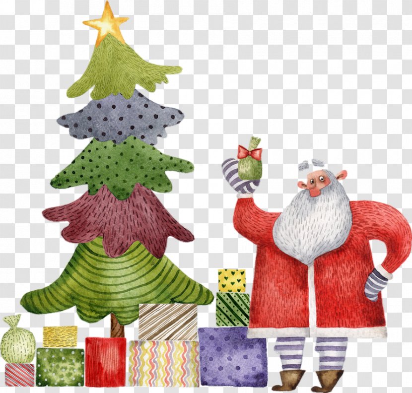 Christmas Tree Santa Claus Gift - Carries A Transparent PNG