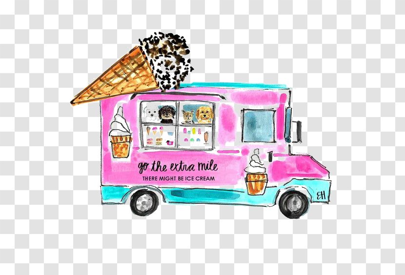 Ice Cream Food Truck Cartoon Illustration - Motor Vehicle Transparent PNG