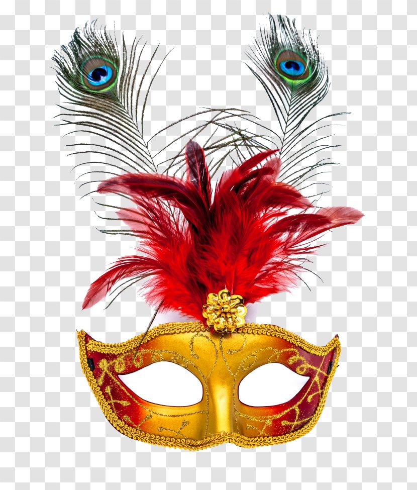 Mask Feather Party Masquerade Ball - Mardi Gras - Peacock Carnival Transparent PNG