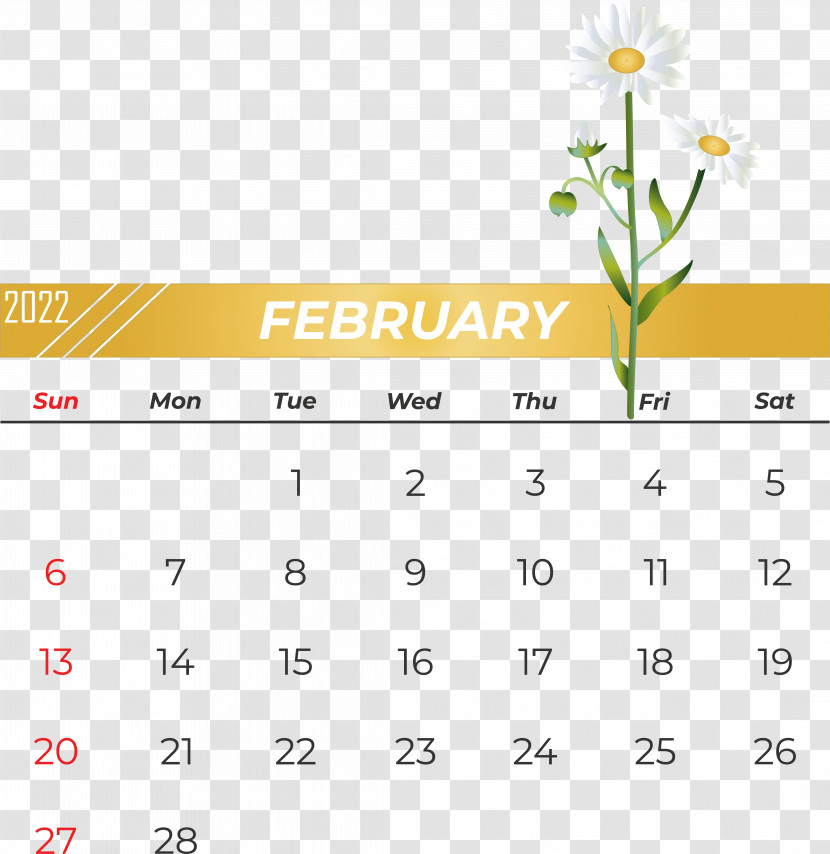 Line Calendar Font Yellow Flower Transparent PNG