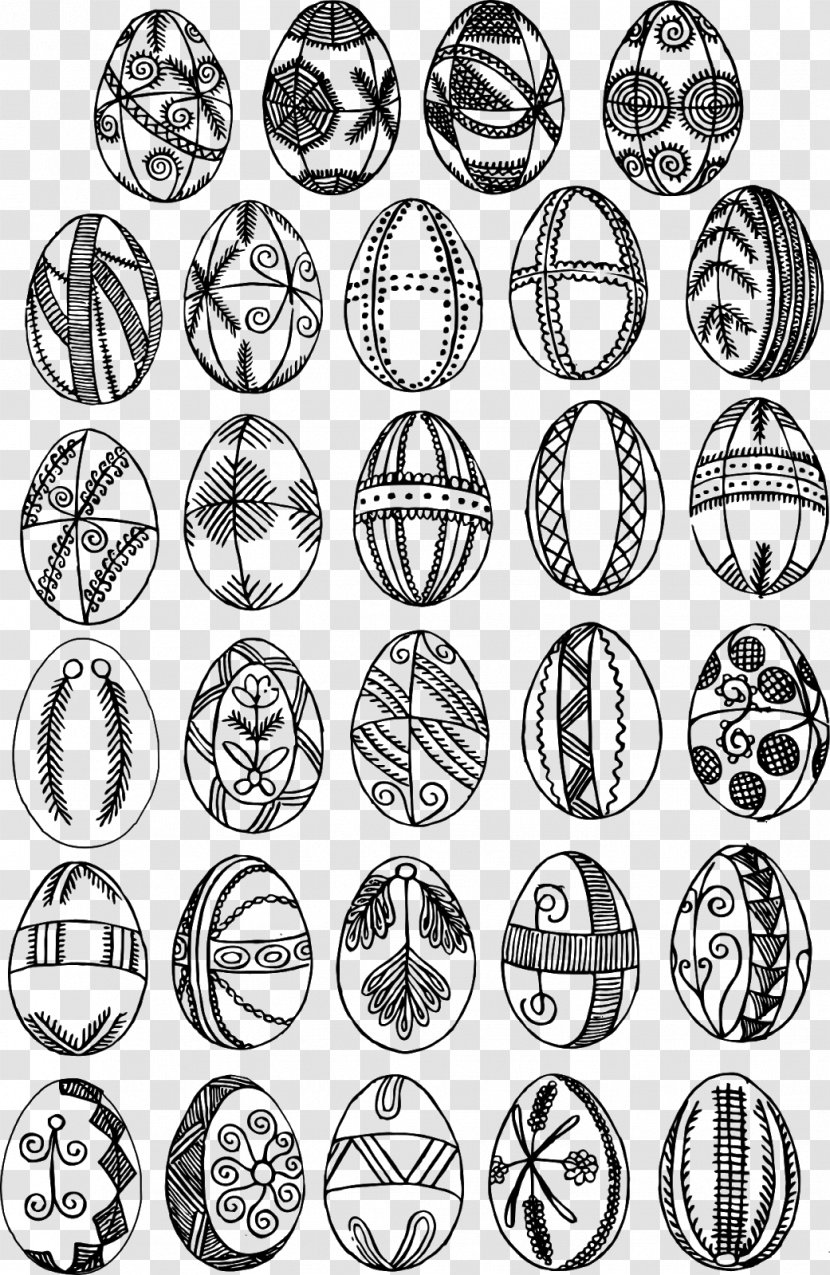 Easter Bunny Drawing Egg - Black And White Transparent PNG