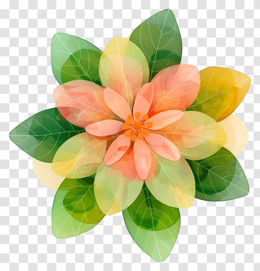 Flower Plant Top View - Flower With Green Leaves Transparent PNG