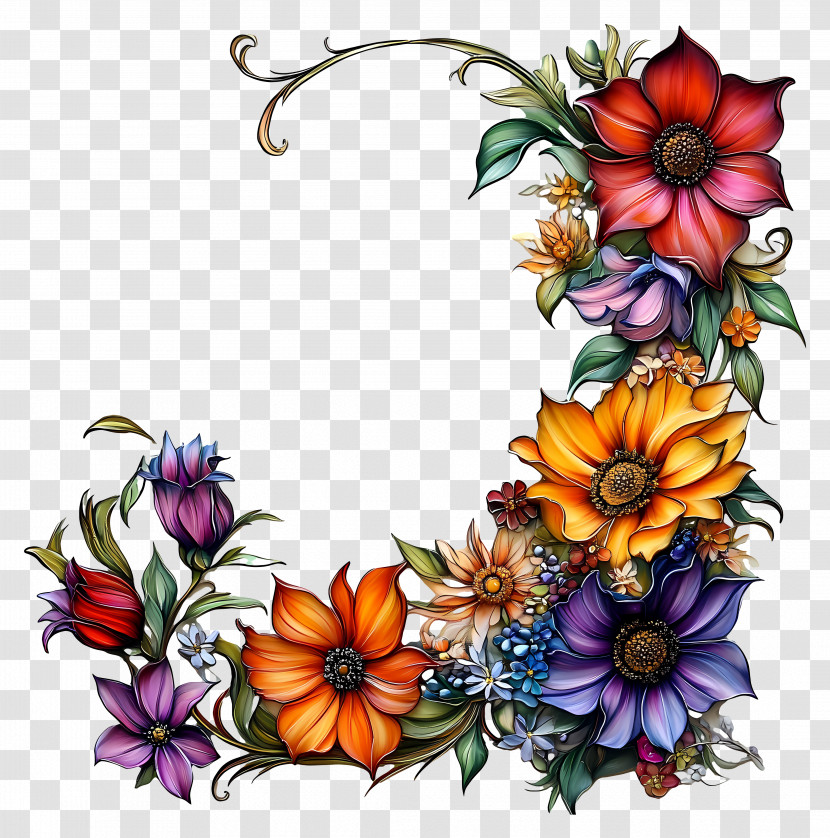 Flower Corner - Colorful Flowers Floral Transparent PNG