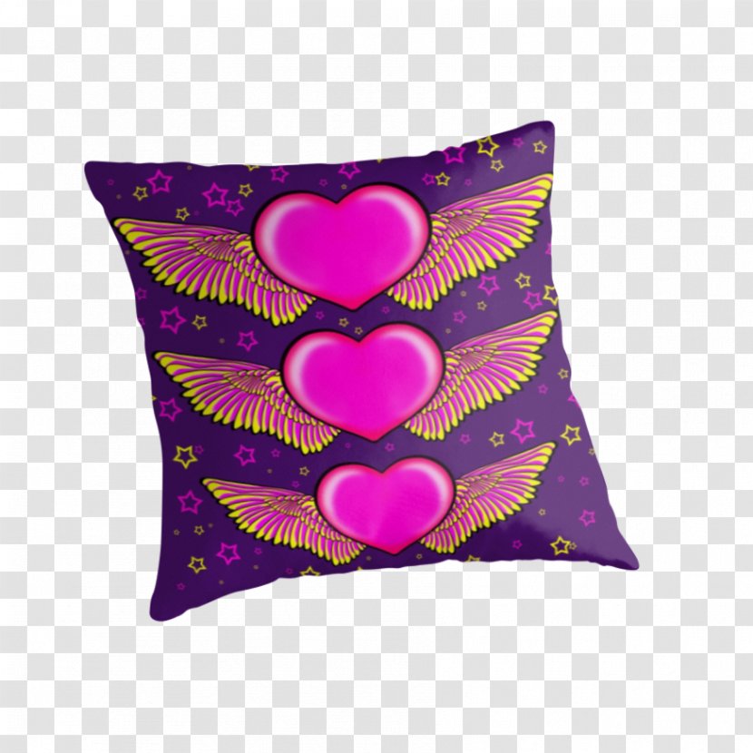 Violet Purple Cushion Magenta Throw Pillows - Heart Wing Transparent PNG