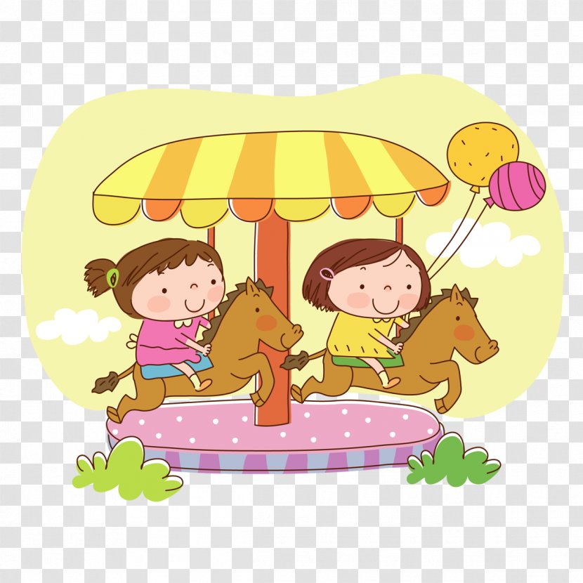 Cartoon Image Carousel Illustration - Fairground Transparent PNG