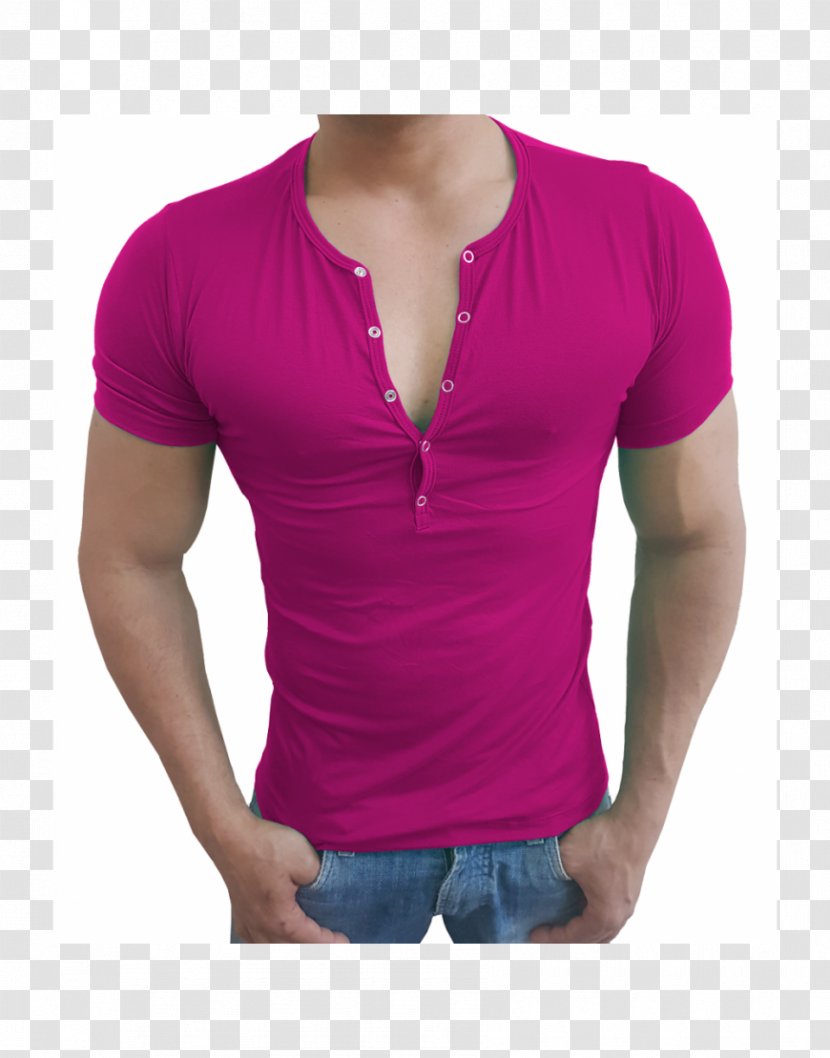 Magenta Sleeve Neck - Purple - Camiseta Transparent PNG