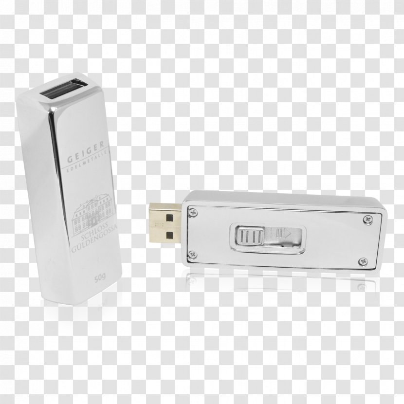 USB Flash Drives Electronics Computer Hardware - Data Storage Device - Silver Bar Transparent PNG