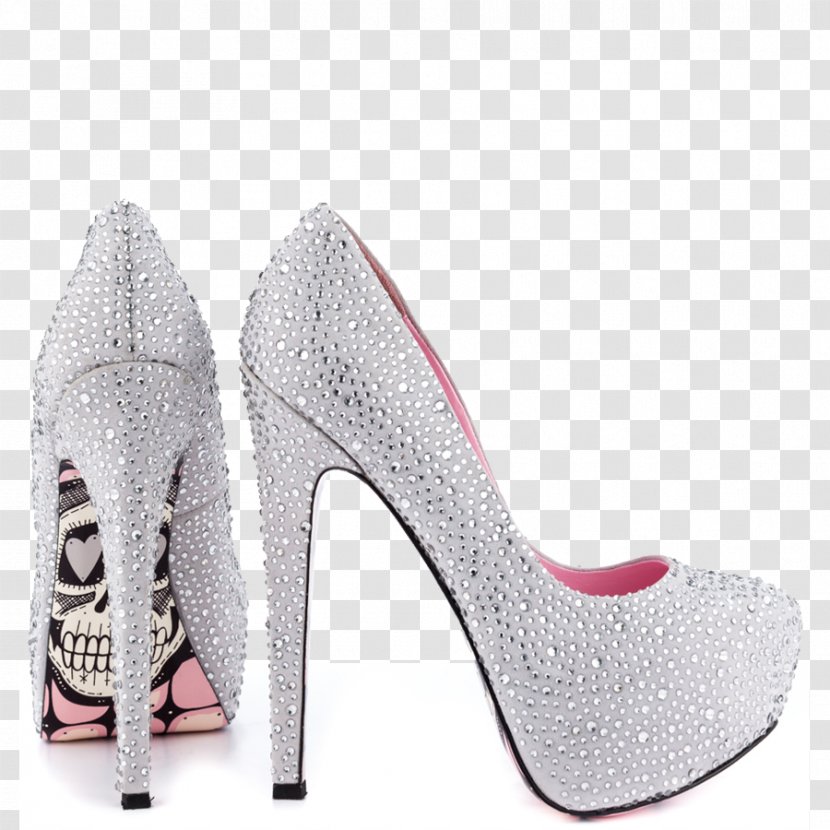 Court Shoe High-heeled Silver Sequin Transparent PNG