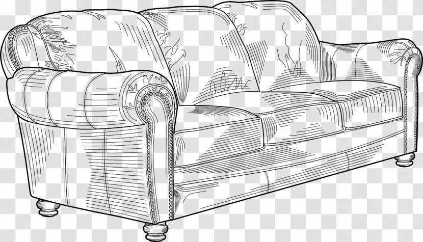 Couch Drawing Clip Art - Black And White - Cartoon Sofa Chair Creative Transparent PNG