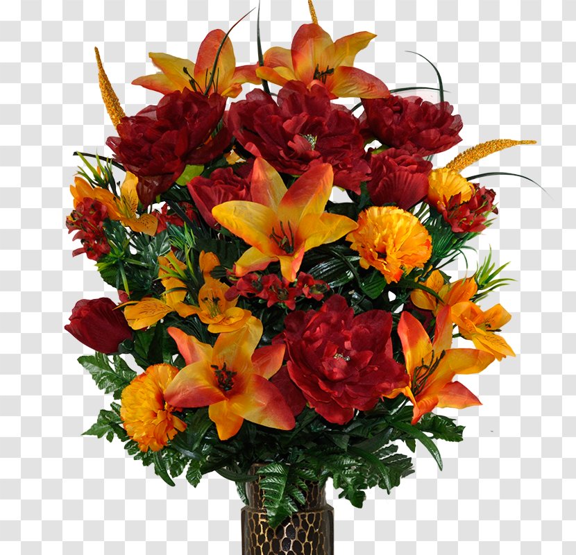 Artificial Flower Bouquet Floristry Cemetery - Orange - Lily Transparent PNG