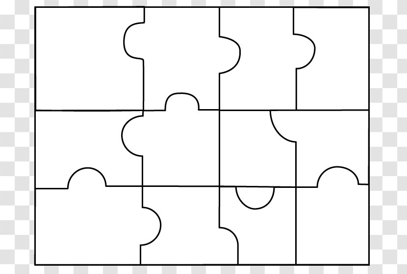 White Line Art Black Pattern - Diagram - 5 Puzzle Cliparts Transparent PNG