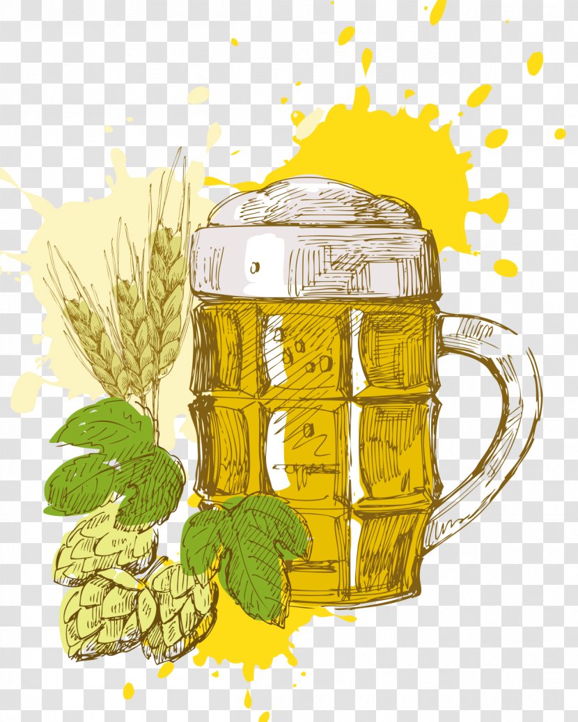 Cup Illustration - Common Hop - Hand Painted,beer Transparent PNG