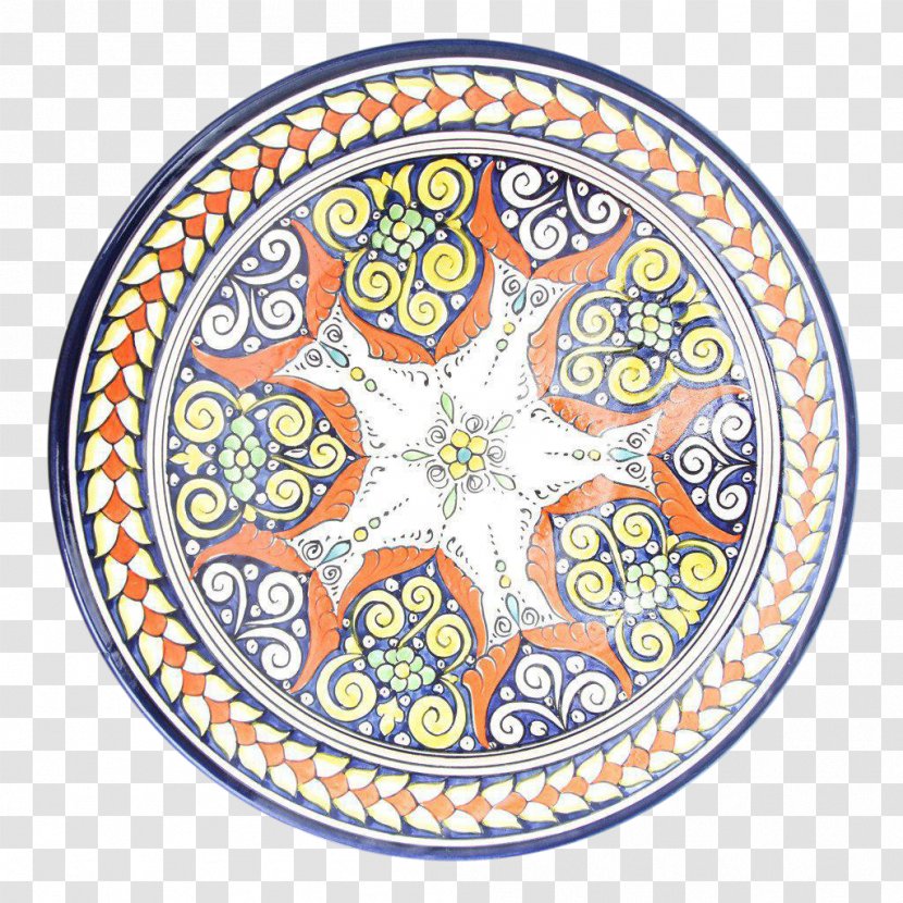 Ceramic Plate Moroccan Cuisine Toubkal Pattern - Yellow Transparent PNG