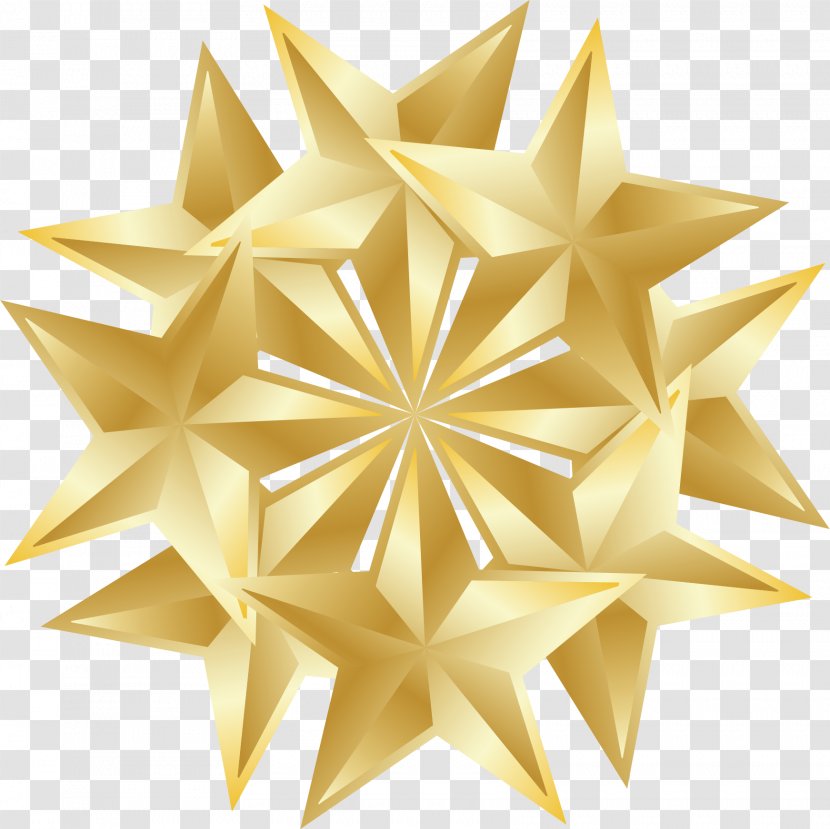 Star Vector Graphic Design - Golden Pentagonal Transparent PNG