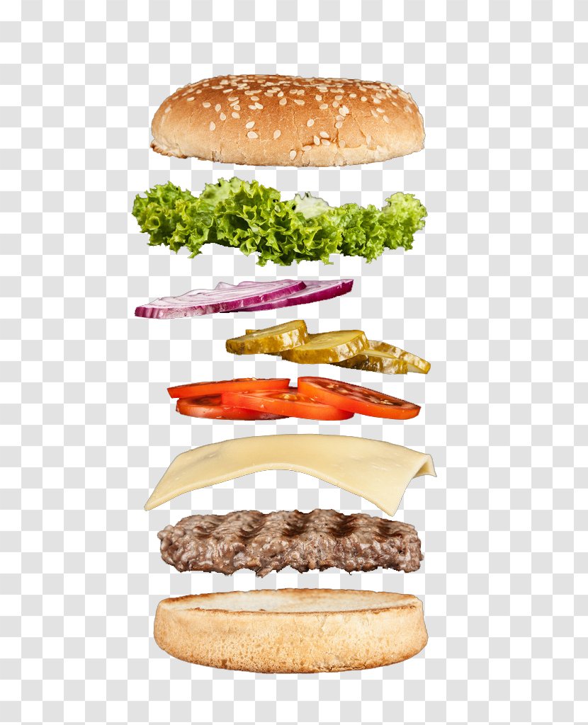 Hamburger Cheeseburger Whopper Buffalo Burger Slider - Junk Food - Layered Transparent PNG