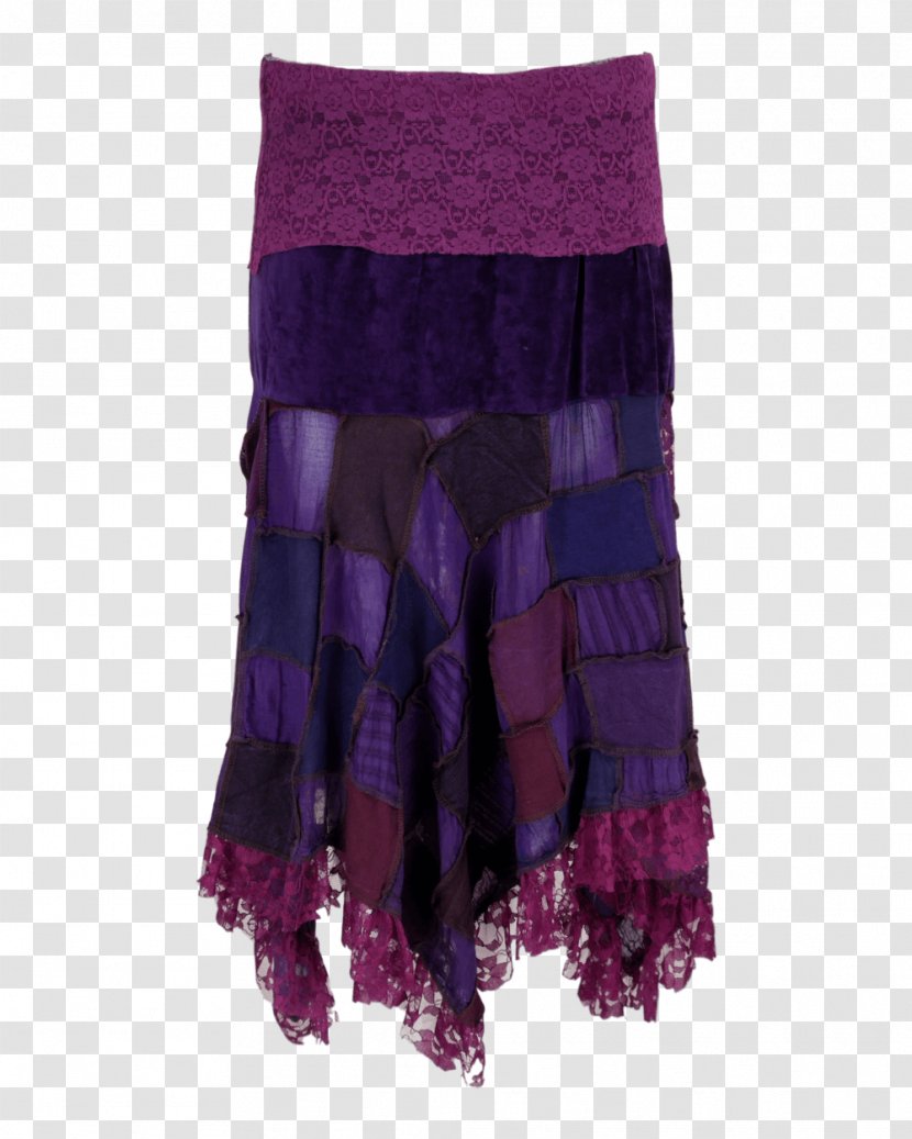 Ruffle Skirt Patchwork Purple Velvet - Woman - Long Transparent PNG