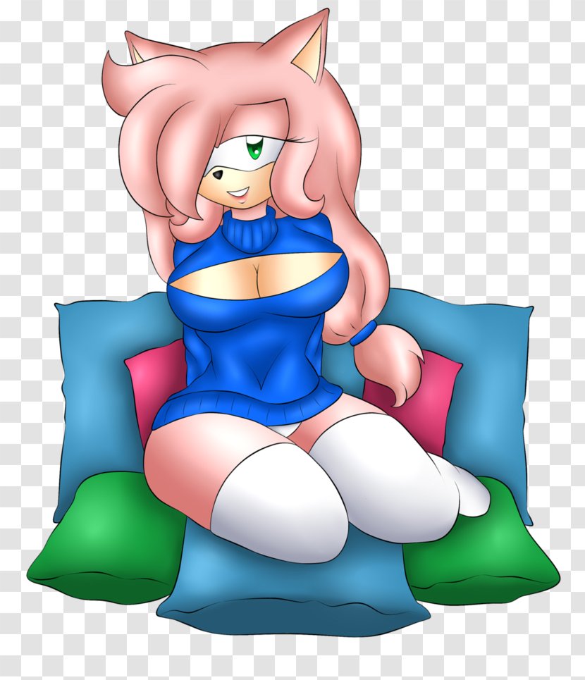Amy Rose Sweater Fan Art Polo Neck Drawing - Watercolor - Heart Transparent PNG