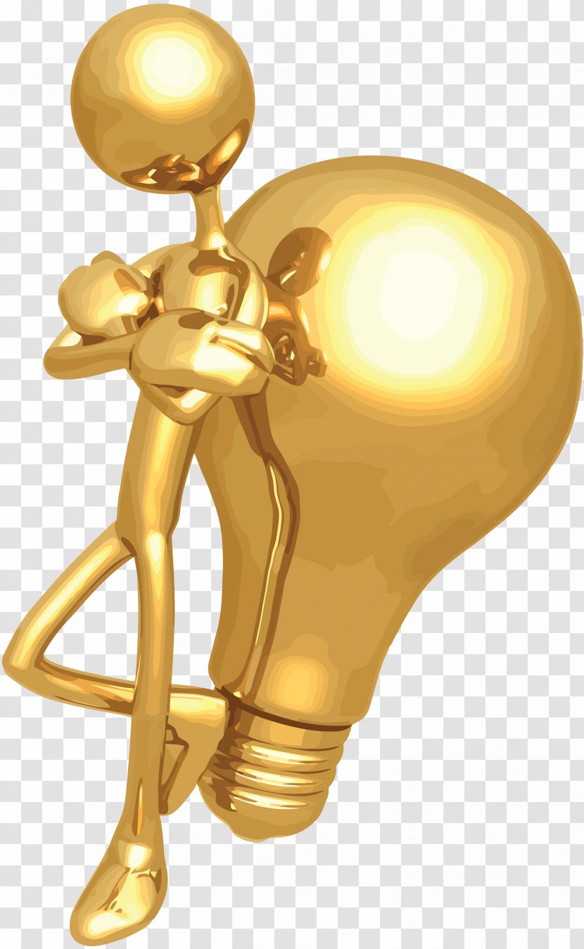 Clip Art - Gold - Light Bulb Transparent PNG