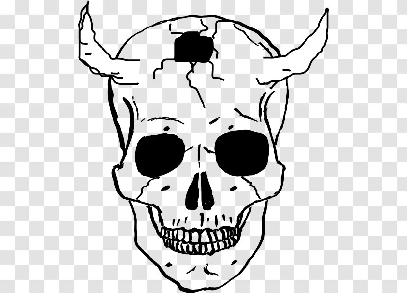Skull Human Skeleton Drawing Clip Art - Black And White - Vector Transparent PNG