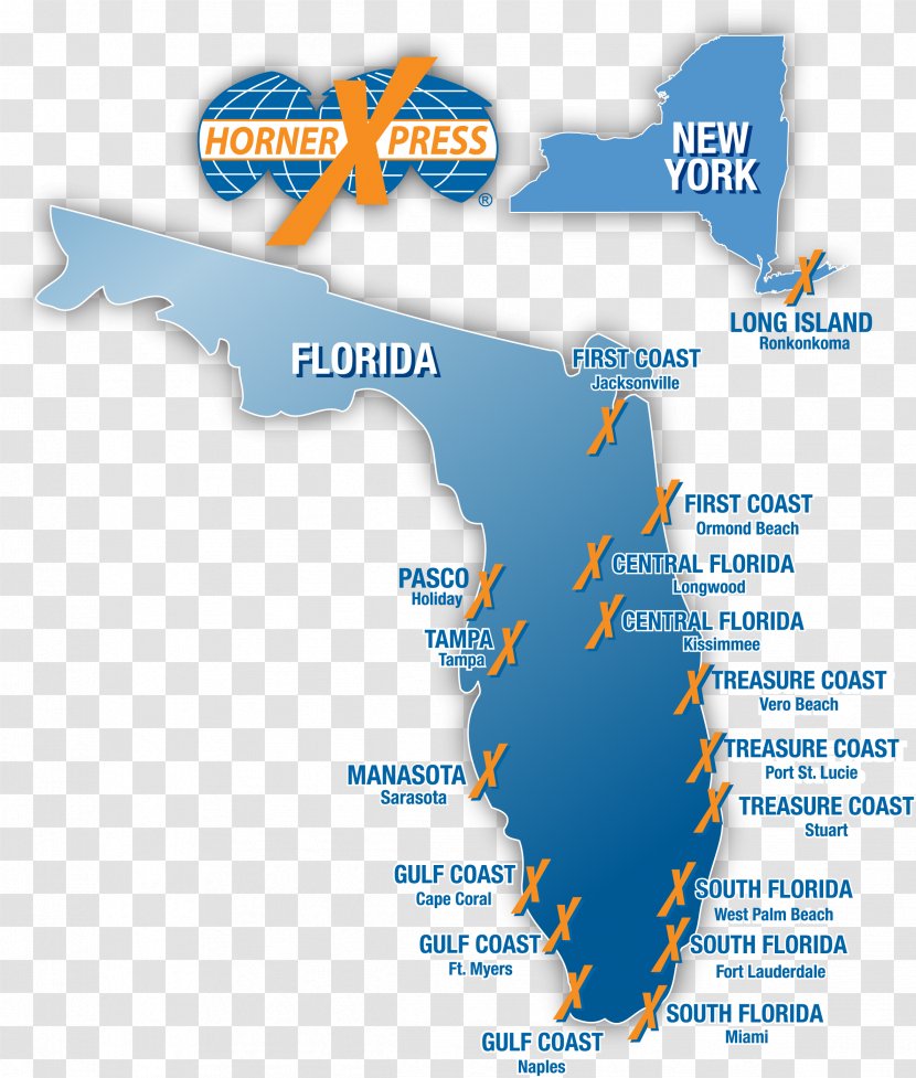 HornerXpress Cape Coral Kissimmee Ormond Beach West Coast Of The United States Bridge - Map Transparent PNG