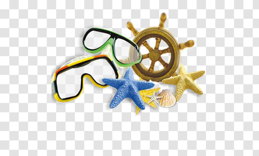 Starfish Shell And Diving Mirror - Swimming - Yellow Transparent PNG