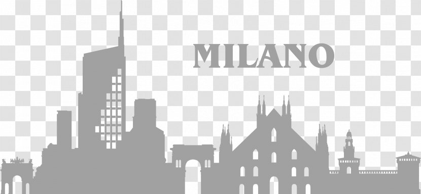 Milan Wall Decal Skyline Photography Silhouette - Mural - Cityscape Art Transparent PNG