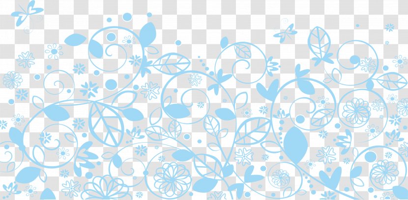 Blue Pattern - Water - Flowers Transparent PNG