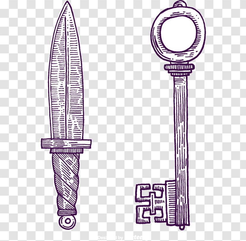 Drawing - Purple - Vector Knife Key Transparent PNG