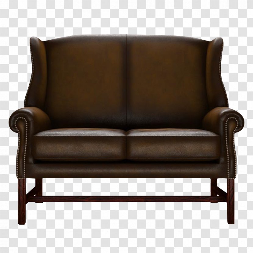 Loveseat Couch Leather Chesterfield Club Chair - Armrest Transparent PNG